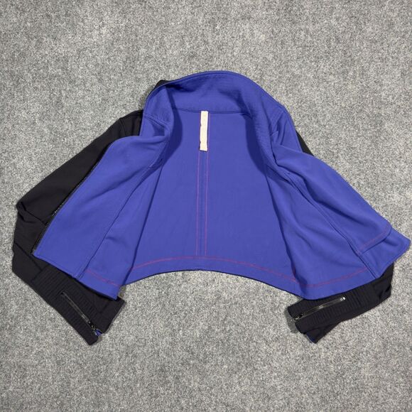 Lululemon Athletica Principle Cropped Black Bold Blue Athletic Jacket Size 12 - Picture 6 of 9